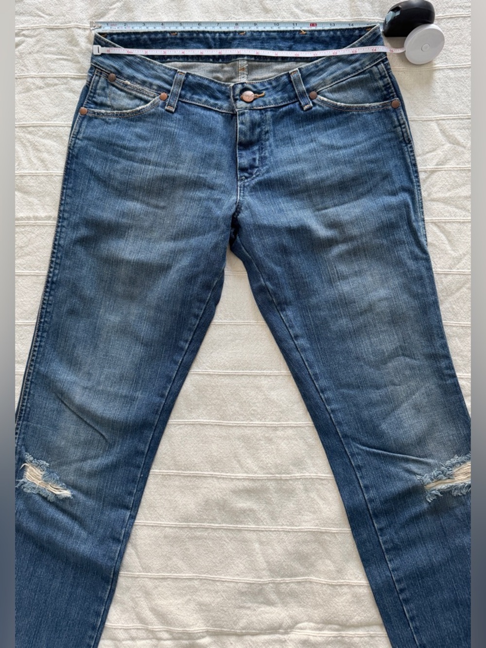 Wrangler Medium Wash Blue Jeans with Subtle Distress